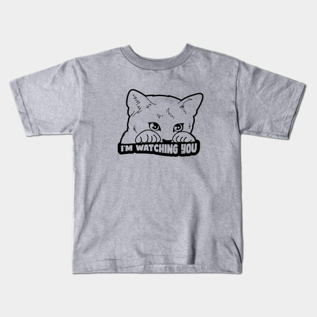 Cat is watching you Kids T-Shirt by My Happy-Design